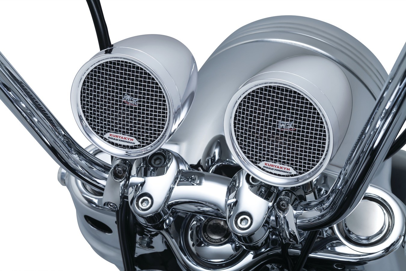Alto Falantes Kuryakyn Road Thunder Cromados com Controlador Som