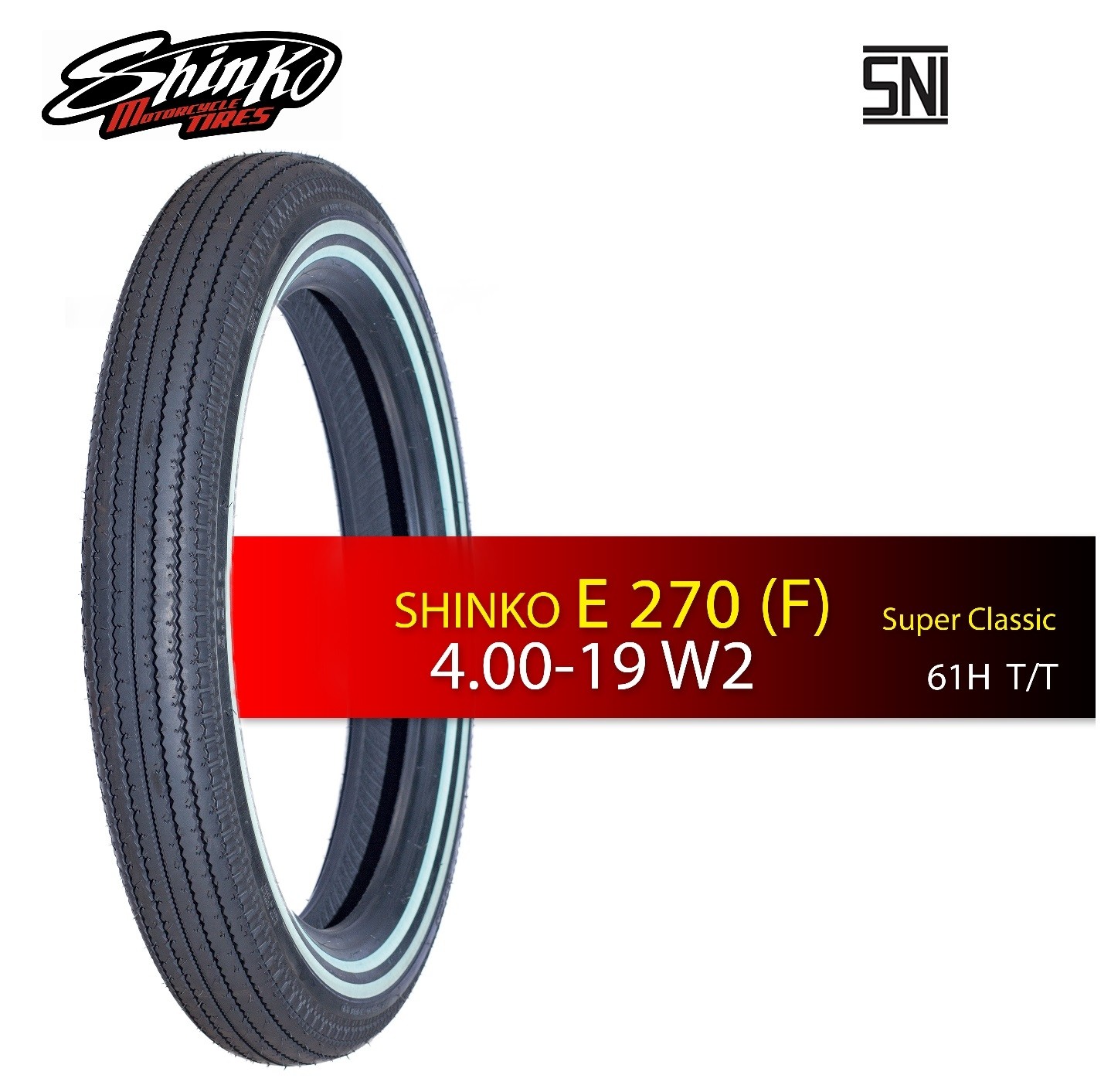 Pneu Diagonal Shinko Classic E270 4.00-19 61H W2 TT Dupla Faixa