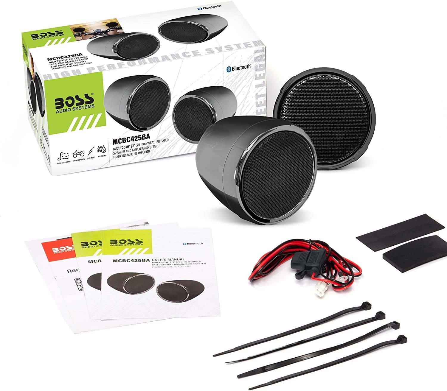 Sistema Som Audio Boss 2 Alto Falantes Controlador Bluetooth Preto